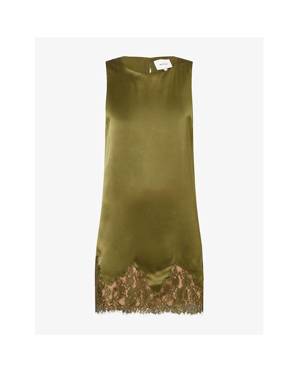 Reformation Green Jessalyn Sleeveless Silk Mini Dress