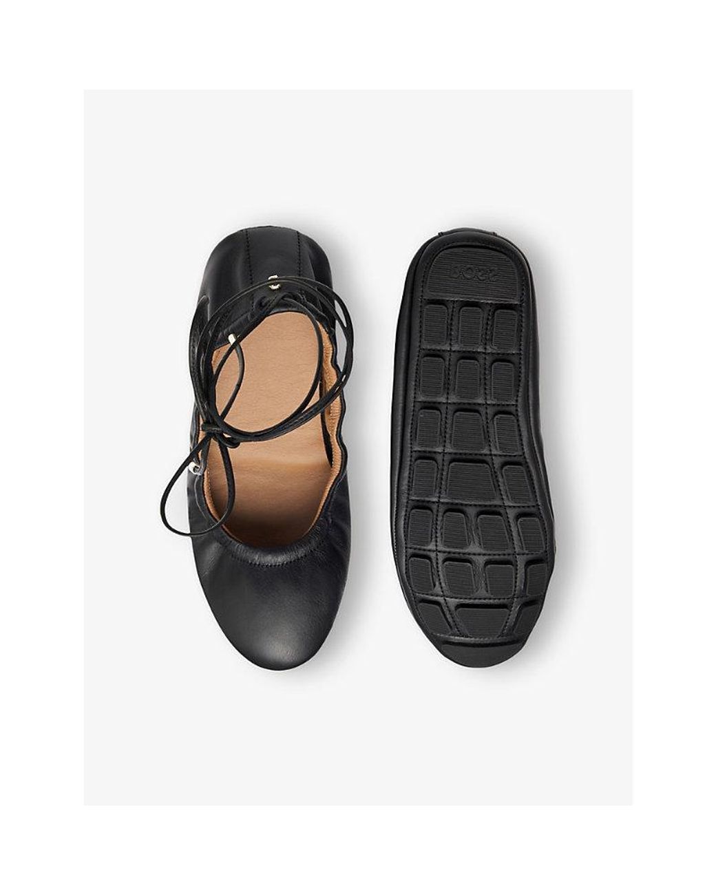 Boss Black Tie-String Leather Ballet Flats