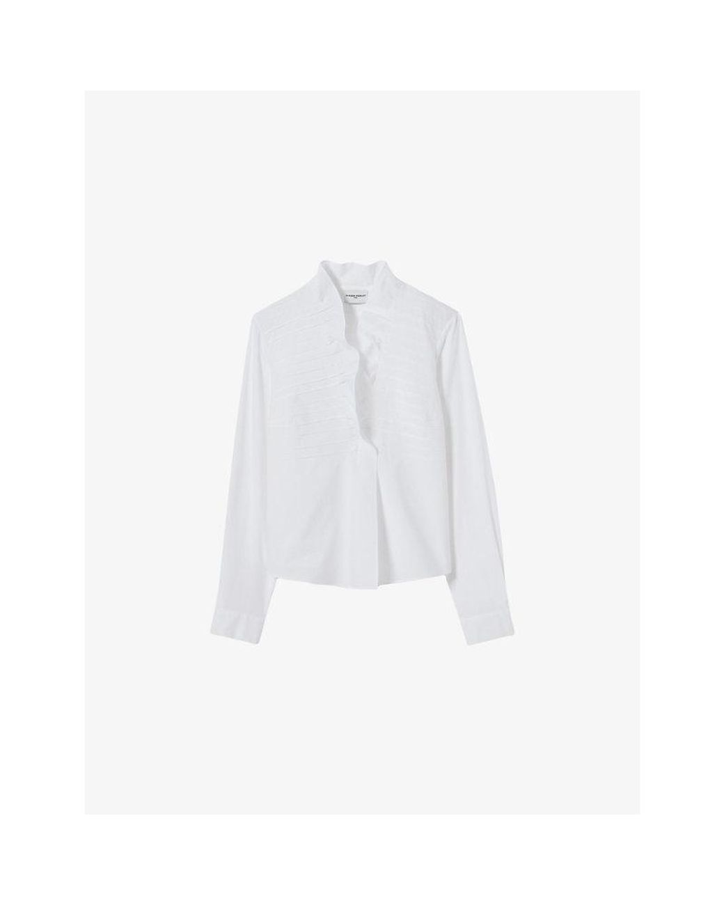 Claudie Pierlot White Ruffled Long-Sleeved Cotton-Poplin Shirt