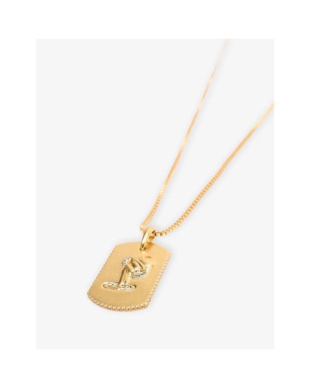 Maje White Zodiac-Plaque Metal Necklace