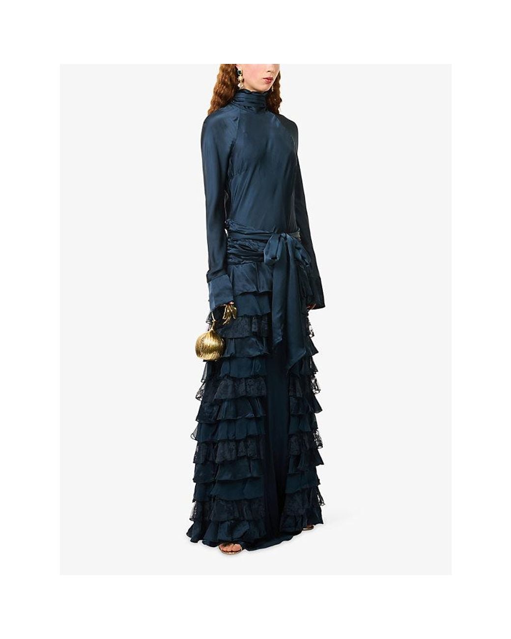 Zimmermann Blue Valiant Ruffle Silk Maxi Dress