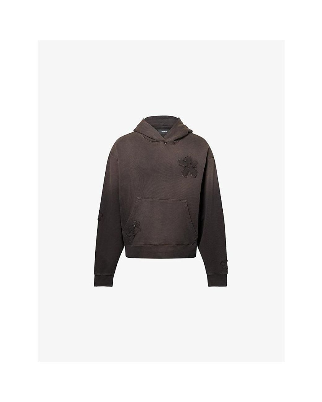 NAHMIAS Black Flower Patch Cotton Hoody for men