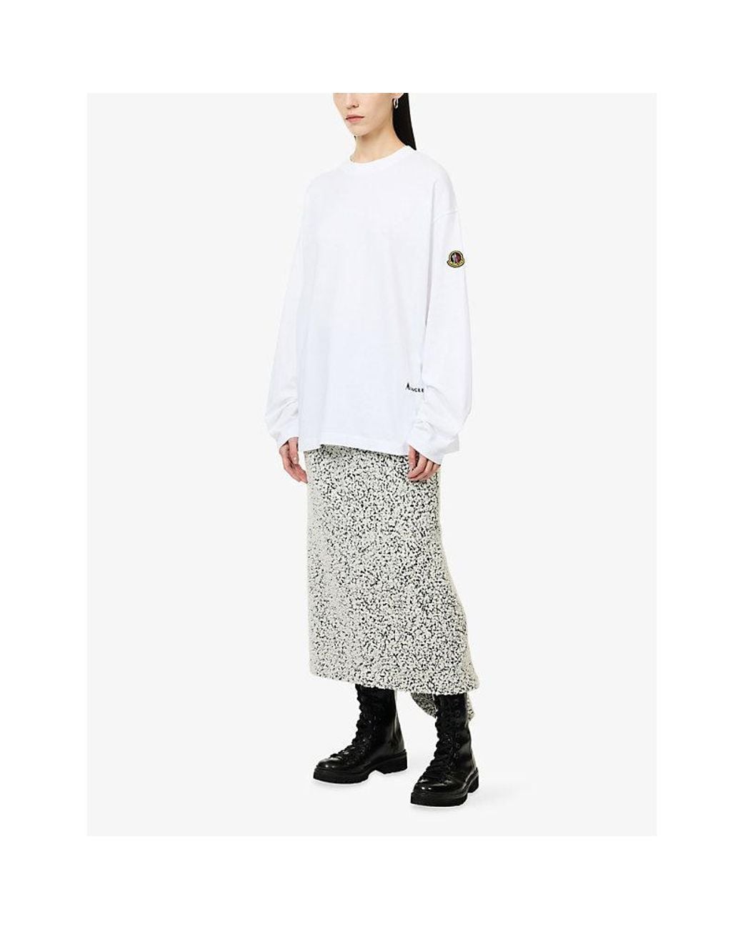 Moncler White Icons Brand-Print Cotton T-Shirt