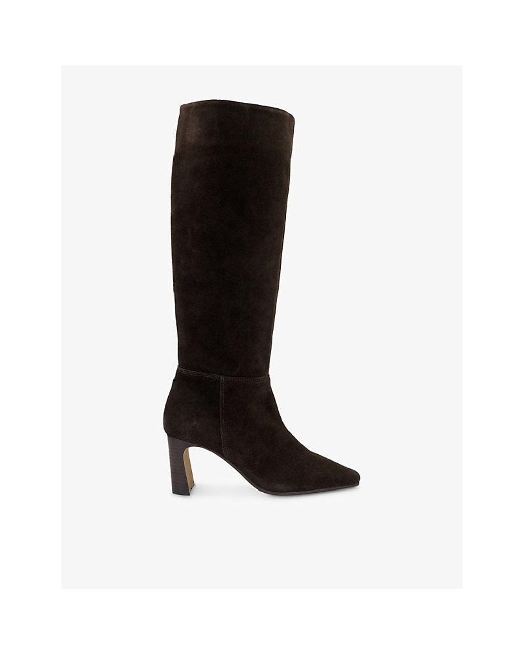 Dune Black Stride Suede Heeled Knee-High Boots