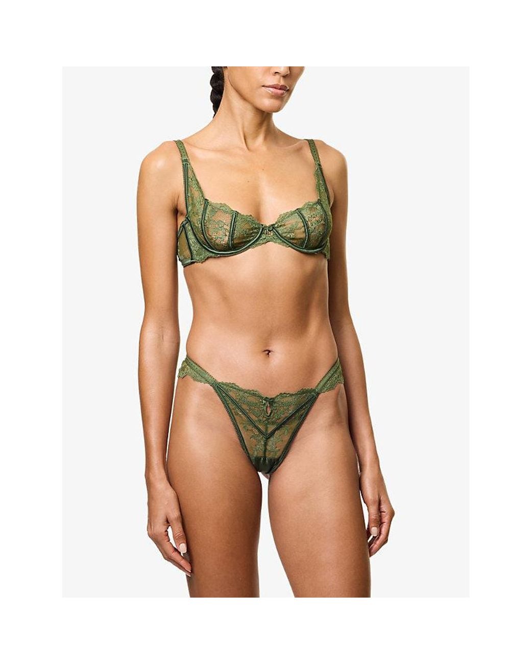 Lounge Underwear Green Enchant Semi-Sheer Stretch-Lace Thong