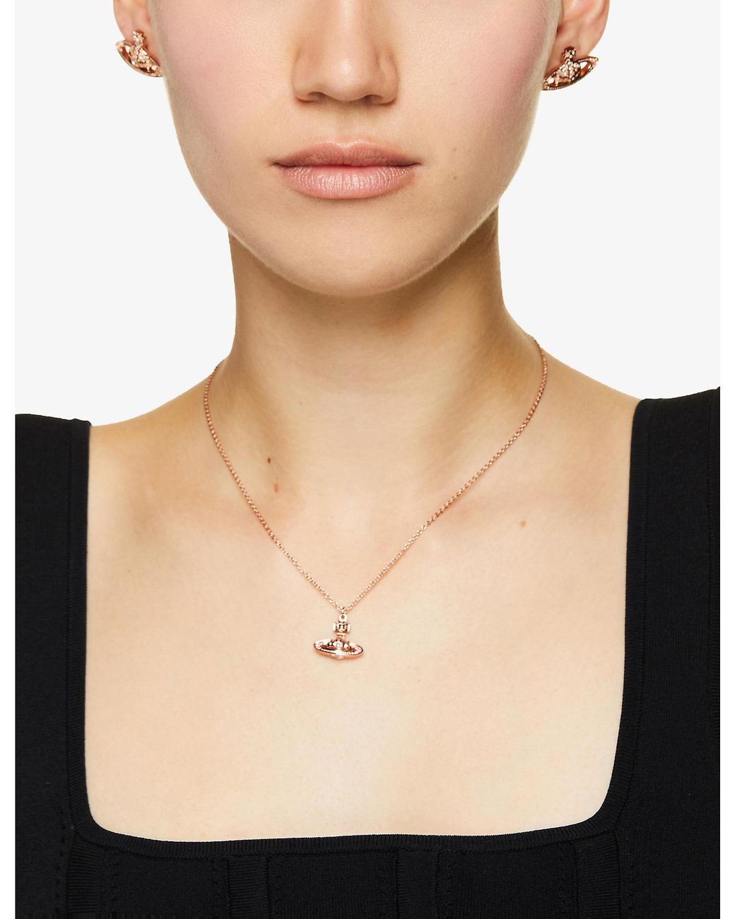 Rose gold) VIVIENNE WESTWOOD MAYFAIR BAS RELIEF PENDANT NECKLACE on OnBuy