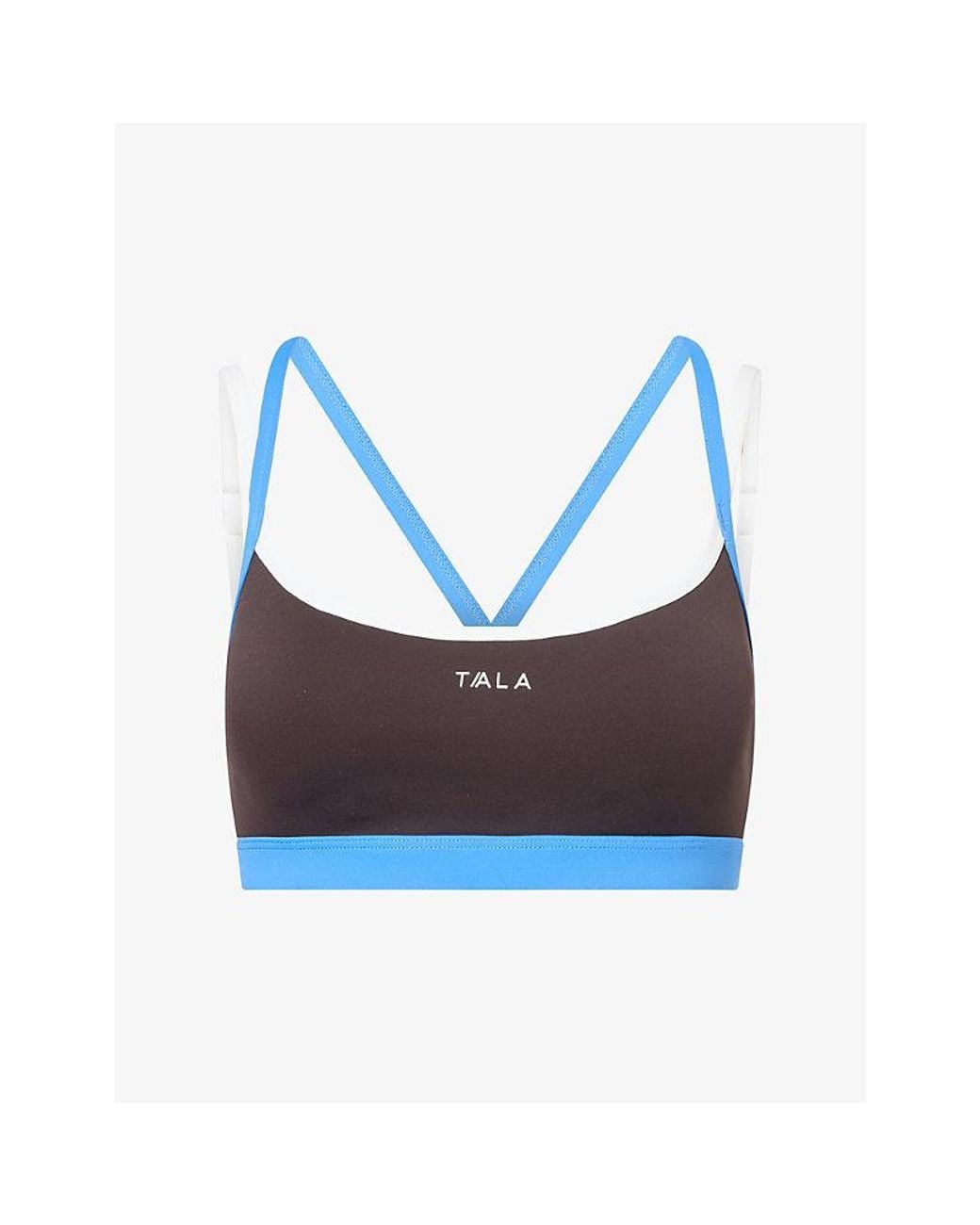 WE Are Tala Blue Skinluxe Contrast-Strap Jersey Sports Bra