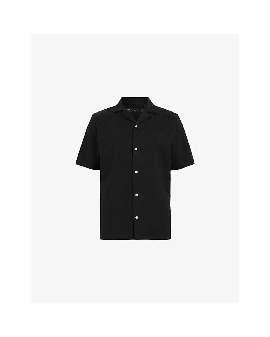 AllSaints Black Hudson Logo-Embroidered Relaxed-Fit Cotton Shirt for men