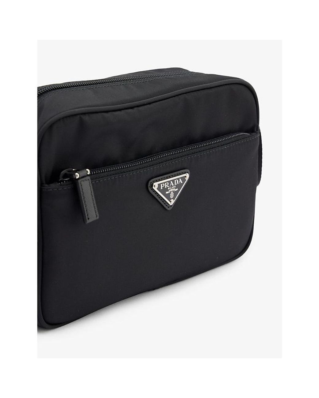 Prada Logo-patch Shell Messenger Bag in Black | Lyst