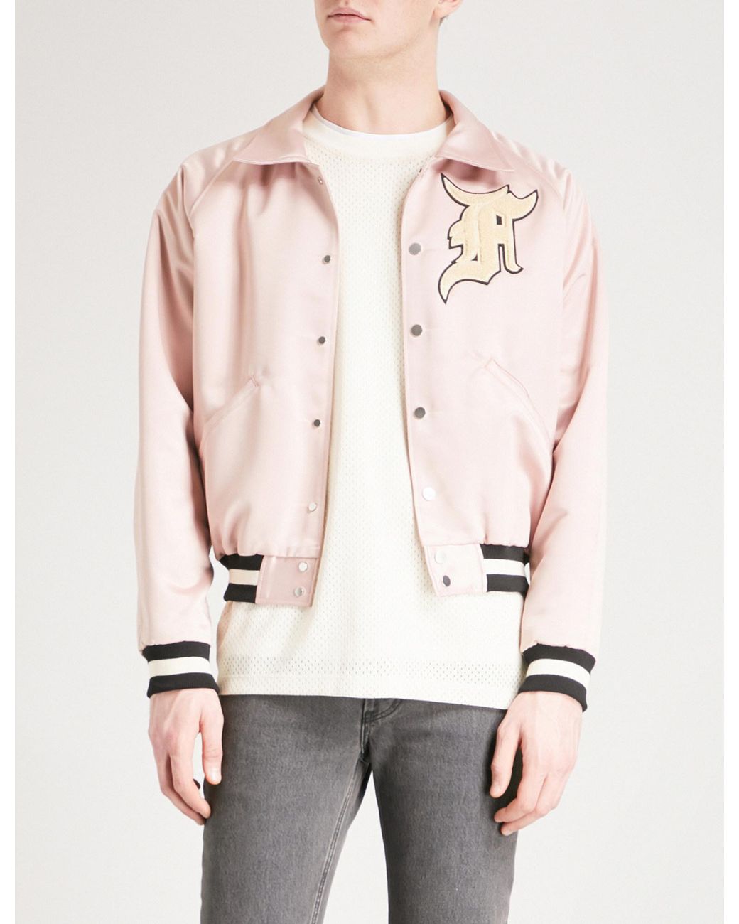 Fear Of God Fifth Collection Manuel Satin Bomber Jacket in Pink 