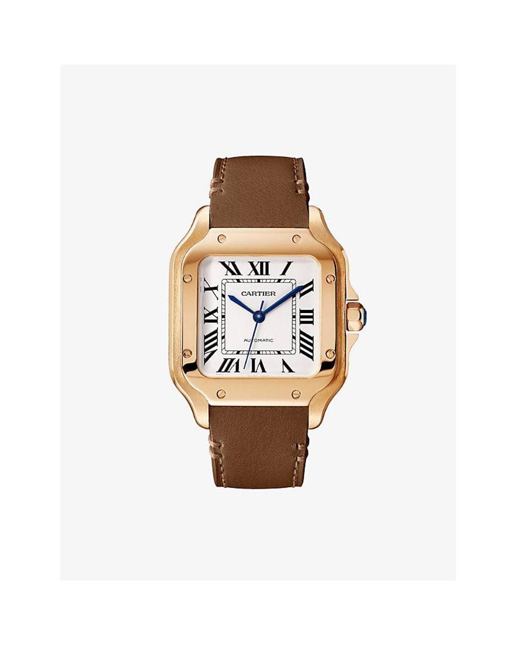 Cartier Blue Crwgsa0038 Santos De 18Ct Rose- Sapphire And Leather Automatic Watch for men