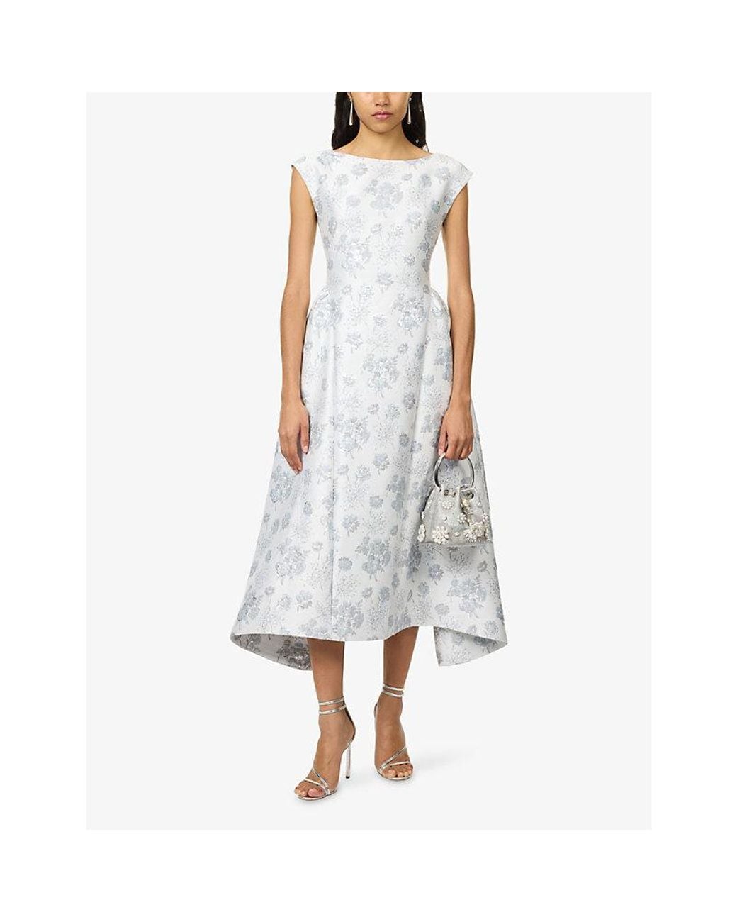Huishan Zhang White Aimee Floral Cotton-Blend Midi Dress