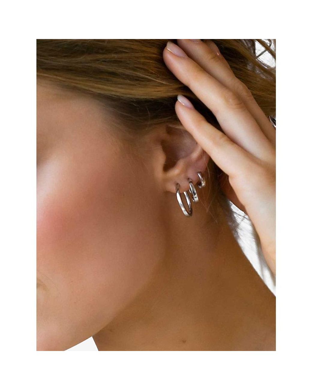 Sif Jakobs White Ellera Pianura Rhodium-Plated Hoop Earrings