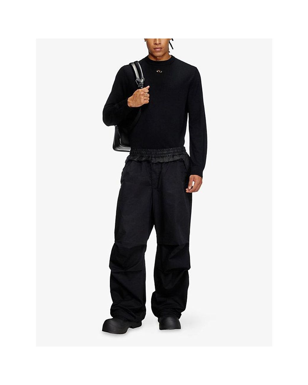 DIESEL Black K-Valiam Cut-Out Wool Jumper for men