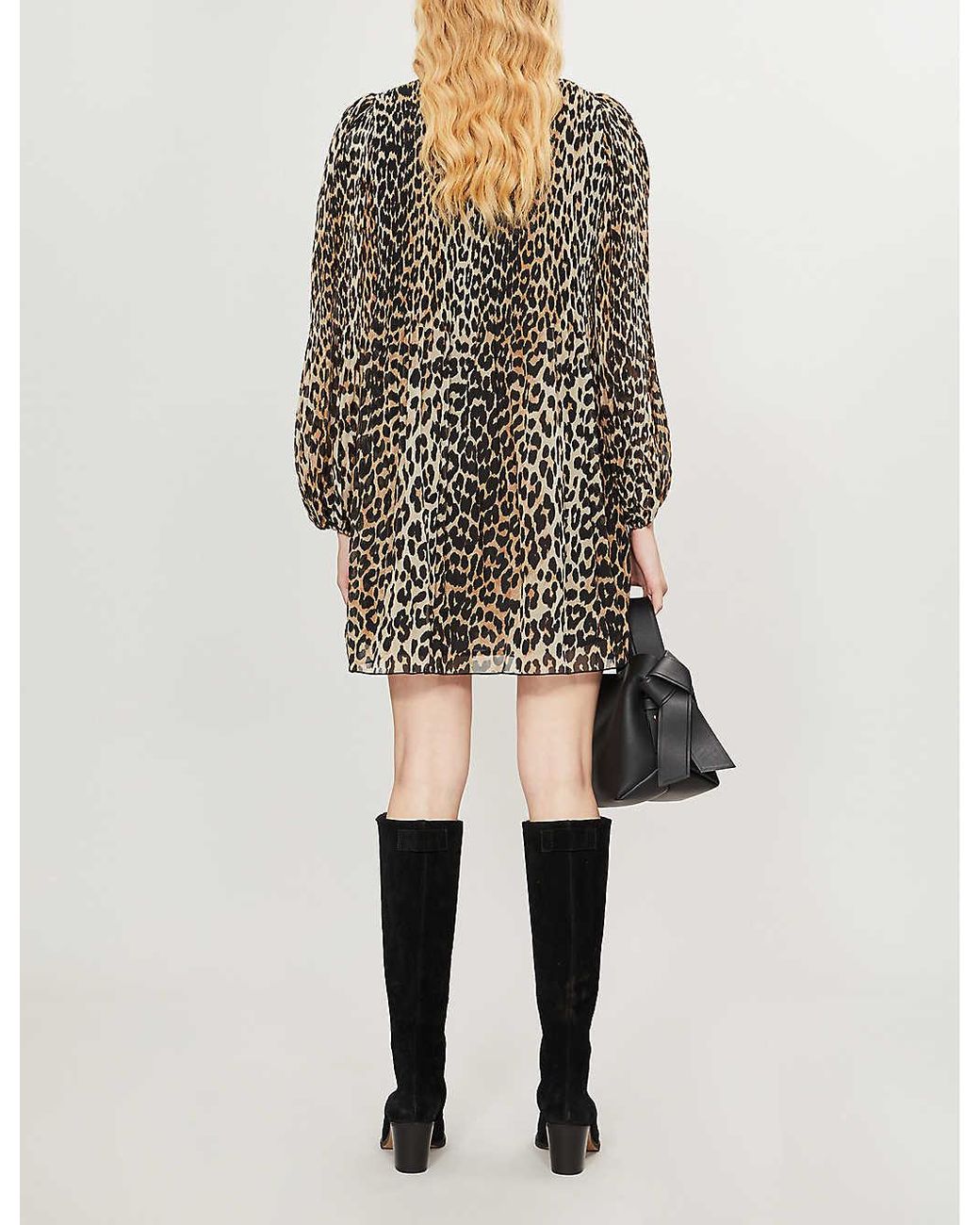 Ganni leopard print mini dress hot sale