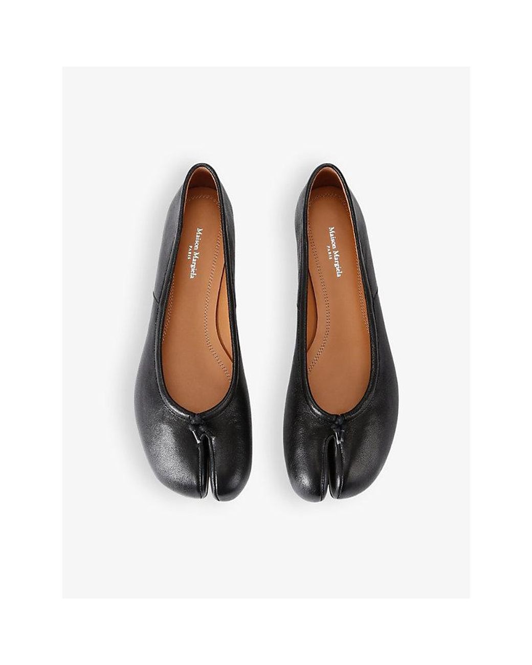 Maison Margiela Black Tabi Split-Toe Leather Ballerina Shoes