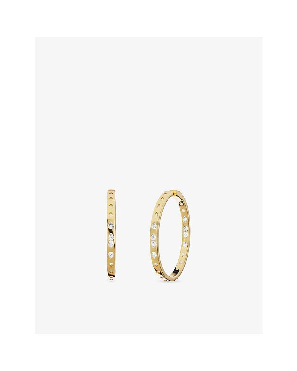 Apm Monaco Metallic Les Gouttelettes Statement Alloy And Cubic Zirconia Hoop Earrings