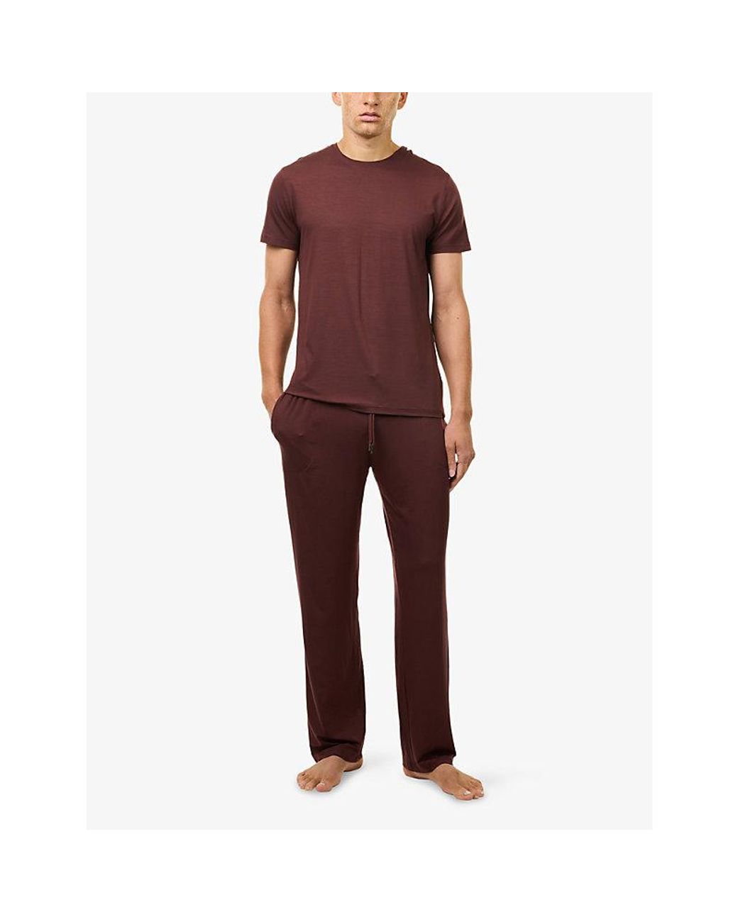 Derek Rose Red Basel 25 Modal-Jersey Trousers for men