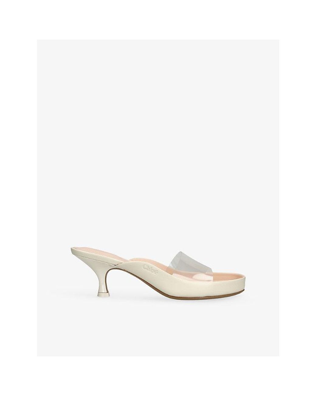 Chloé White Junie Leather And Pvc Heeled Sandals