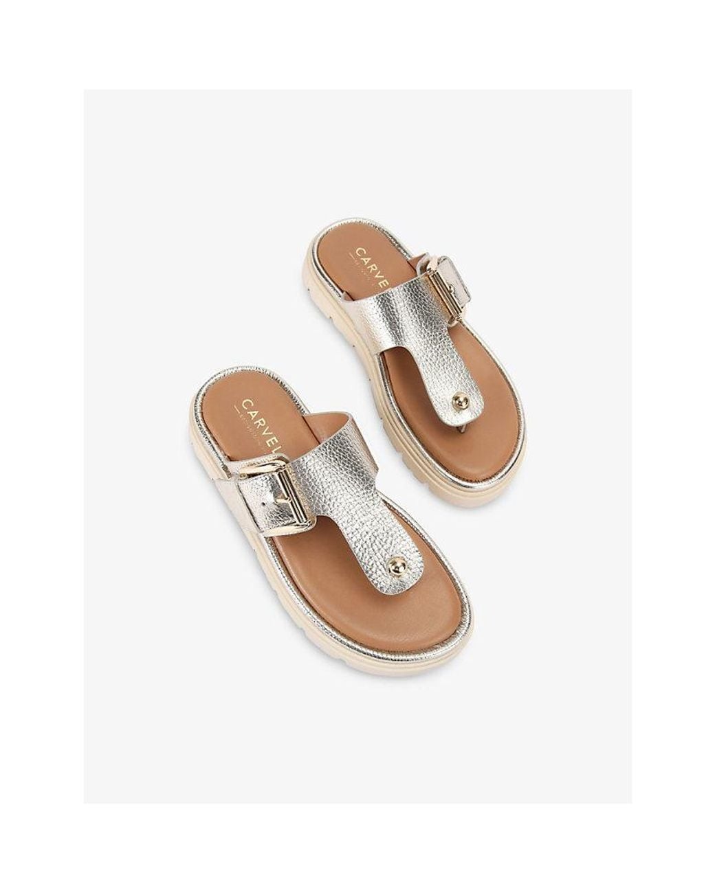 Carvela Kurt Geiger Natural Pavilion Buckled Leather Sandals