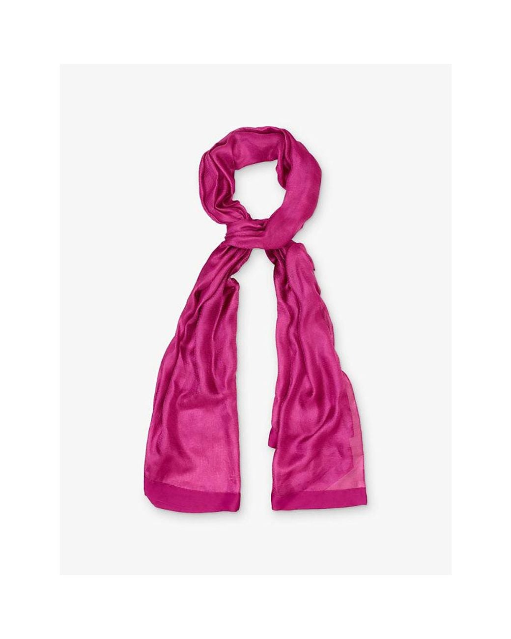 Phase Eight Pink Satin-Trim Woven Scarf