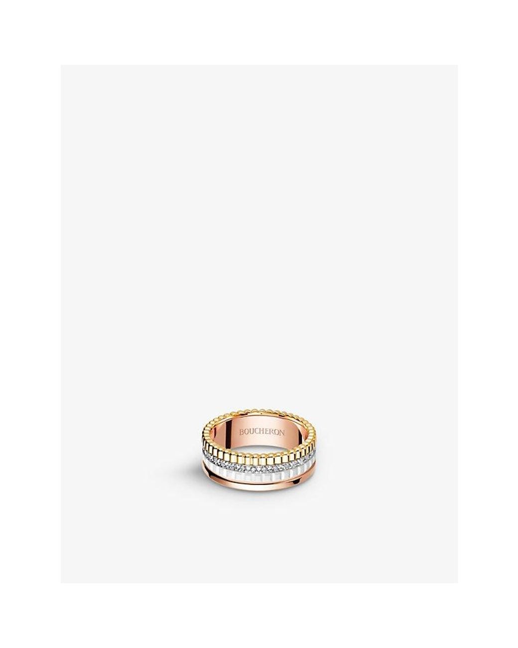 Boucheron White Quatre 18Ct, And-, 0.24Ct Diamond Ceramic Ring for men