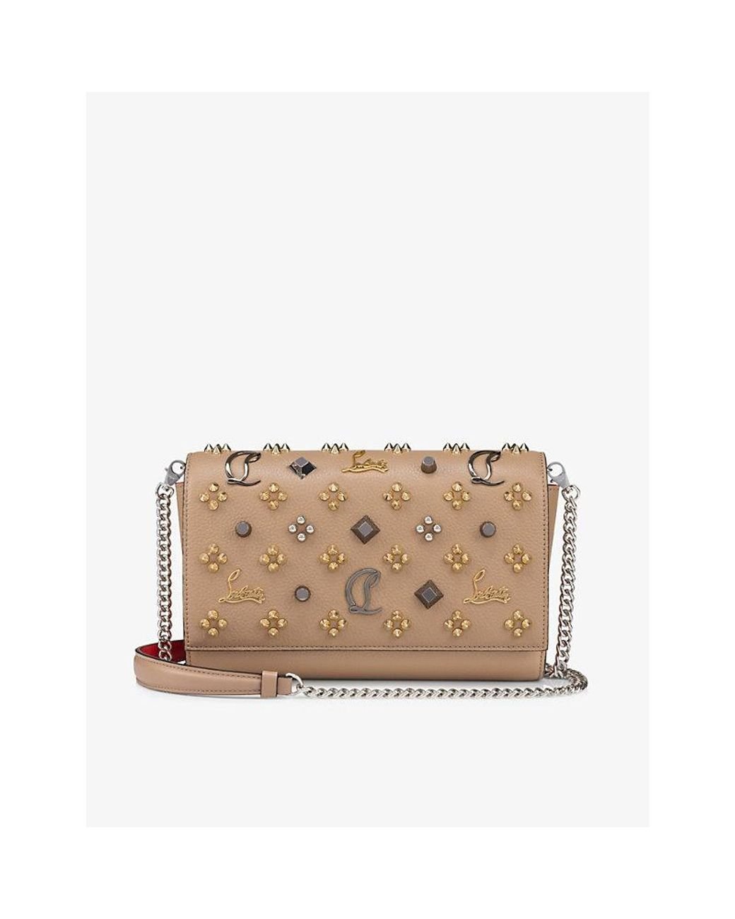 Christian Louboutin Paloma Leather Clutch Bag in Natural