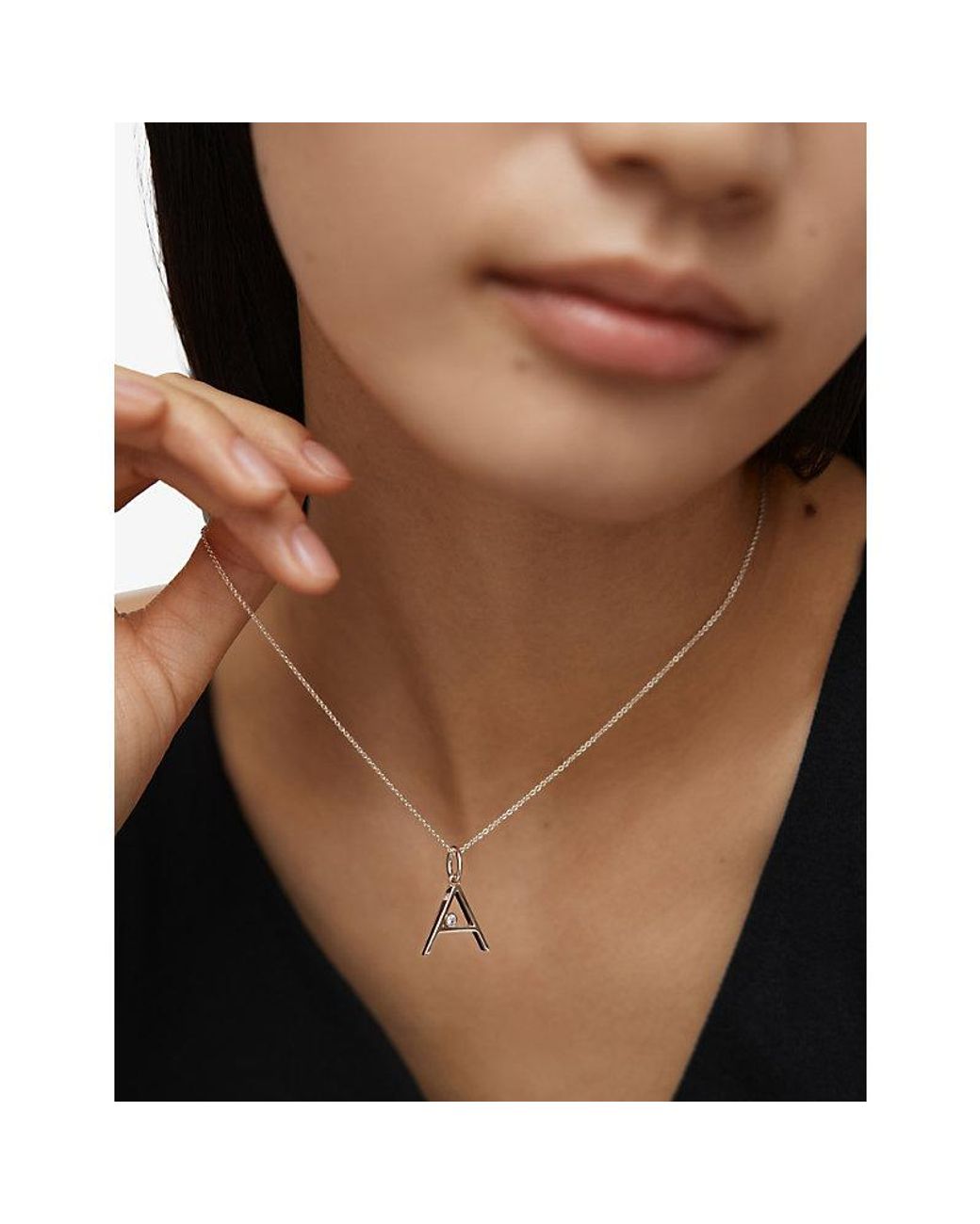 Monica Vinader Metallic Solitaire Initial A Sterling- And Lab-Grown Diamond Pendant