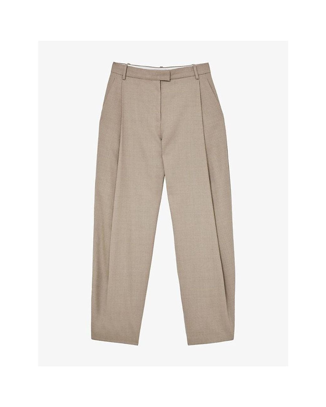 Reiss Natural Juniper Barrel-Leg Wool-Blend Trousers