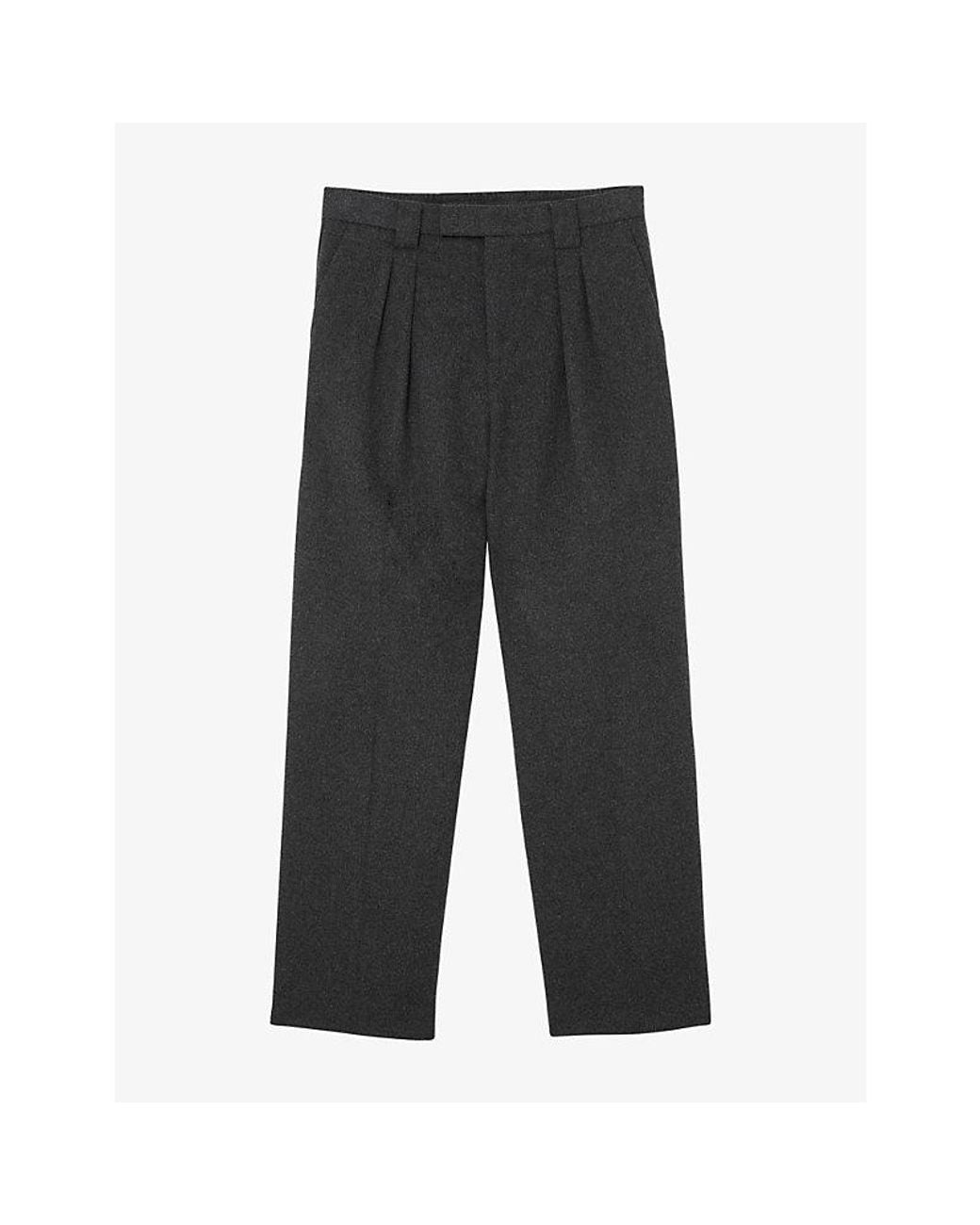 Reiss Gray Farell Relaxed-Fit Wool-Blend Trousers for men