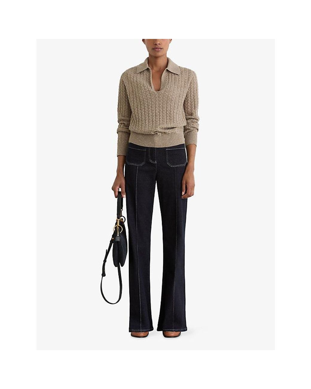 Reiss Natural Millie Cable-Knit Wool-Blend Jumper