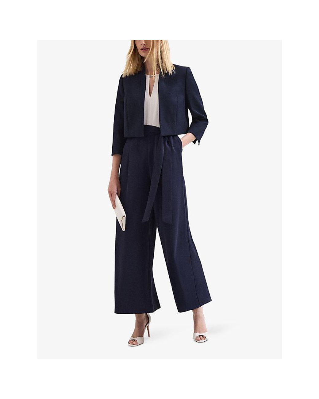 Phase Eight Blue Catherine Cropped Stretch-Woven Jacket