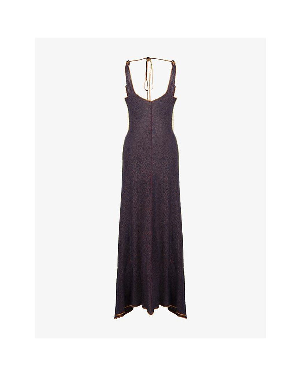 Marni Purple Scoop-Neck Linen-Viscose Knit Maxi Dress