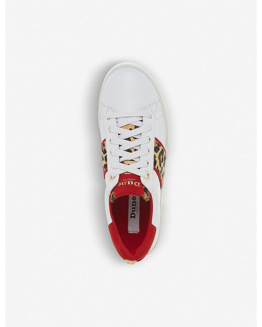 Dune Elsie Leopard print Panel Leather Trainers in White Lyst