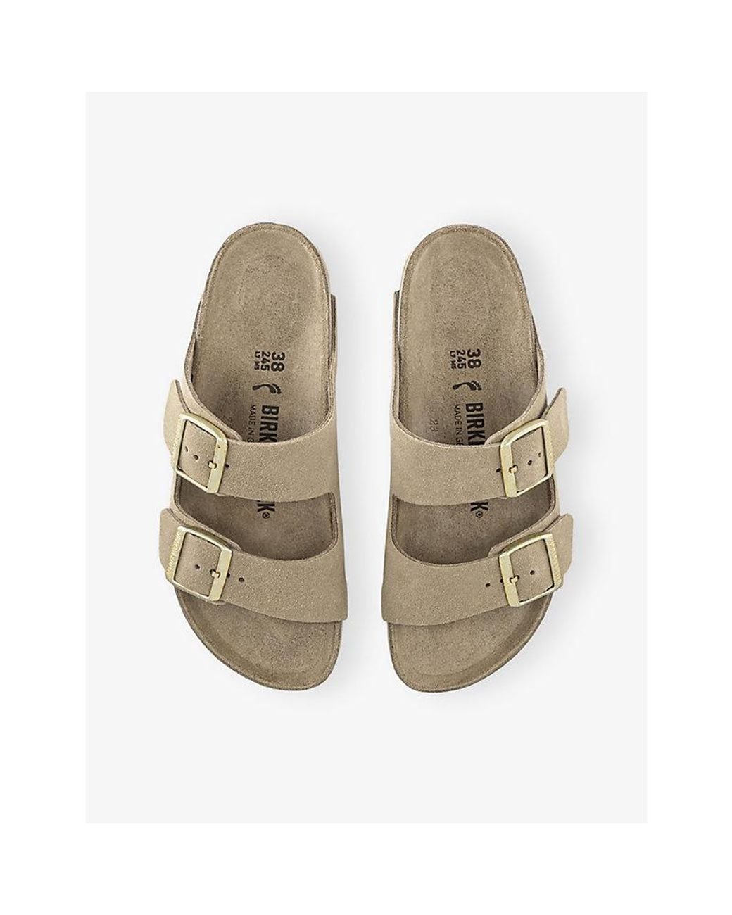 Birkenstock Natural Arizona Exquisite Suede Sandals