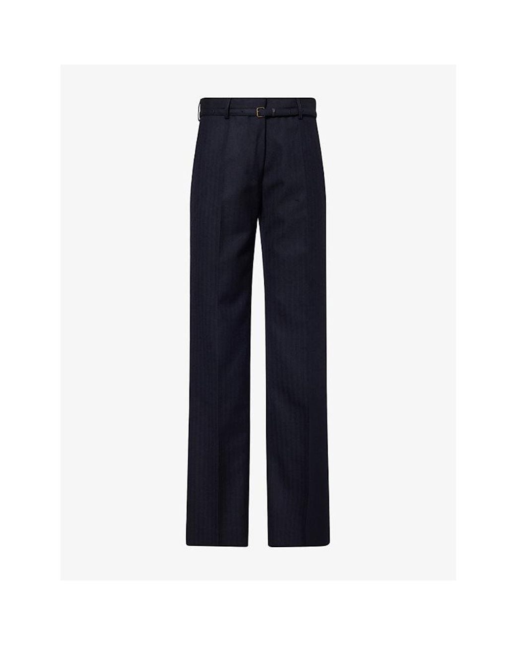Dries Van Noten Blue Presta Straight-Leg Wool-Blend Trousers