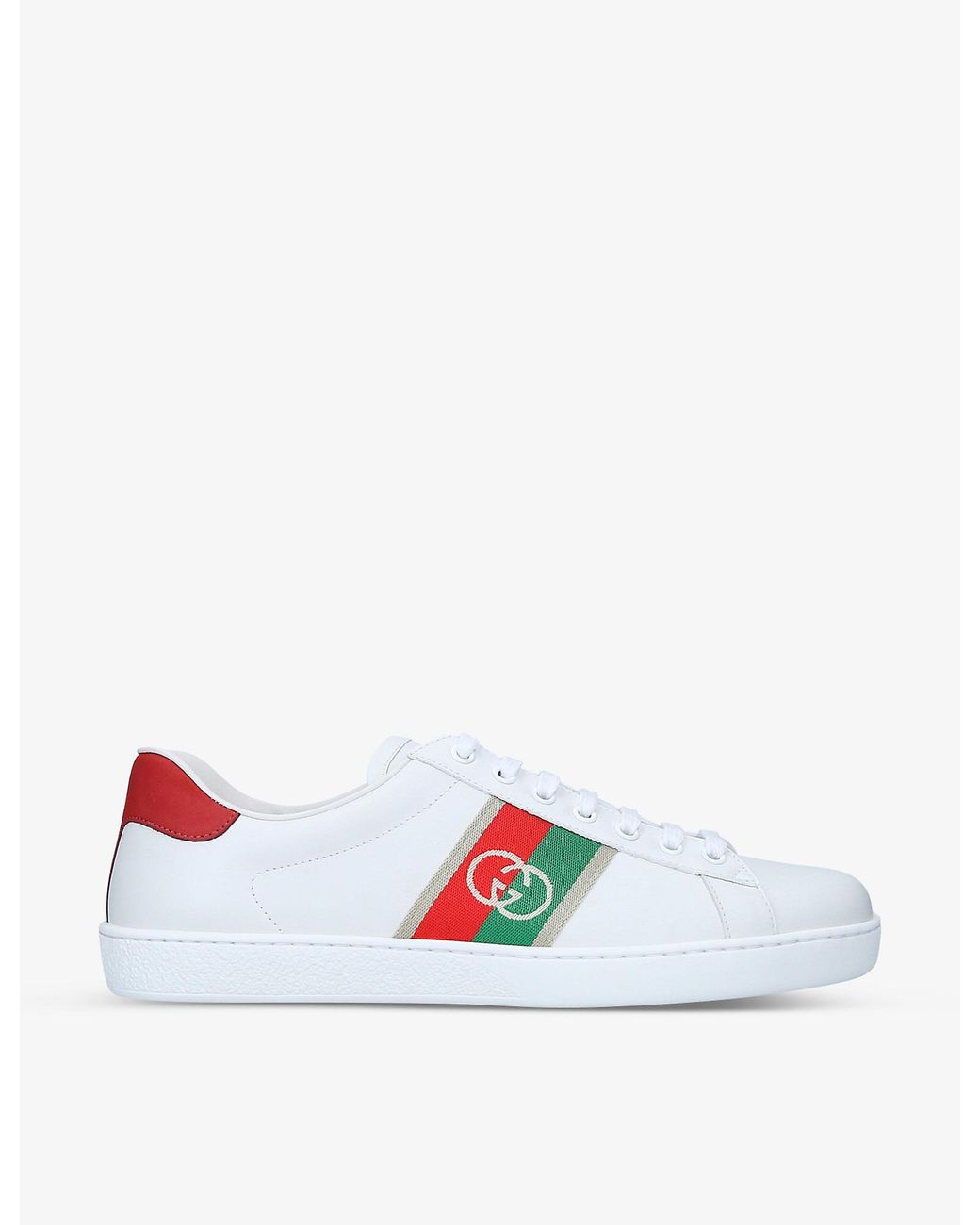 white gucci shoes with red gs