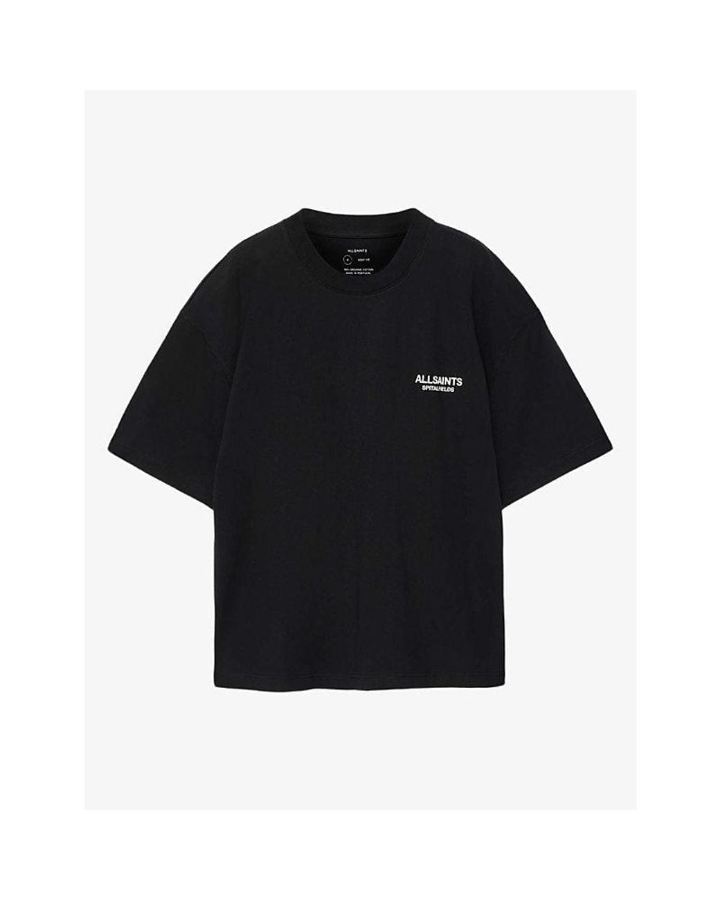 AllSaints Black Shadow Graphic-Print Short-Sleeve Cotton T-Shirt for men