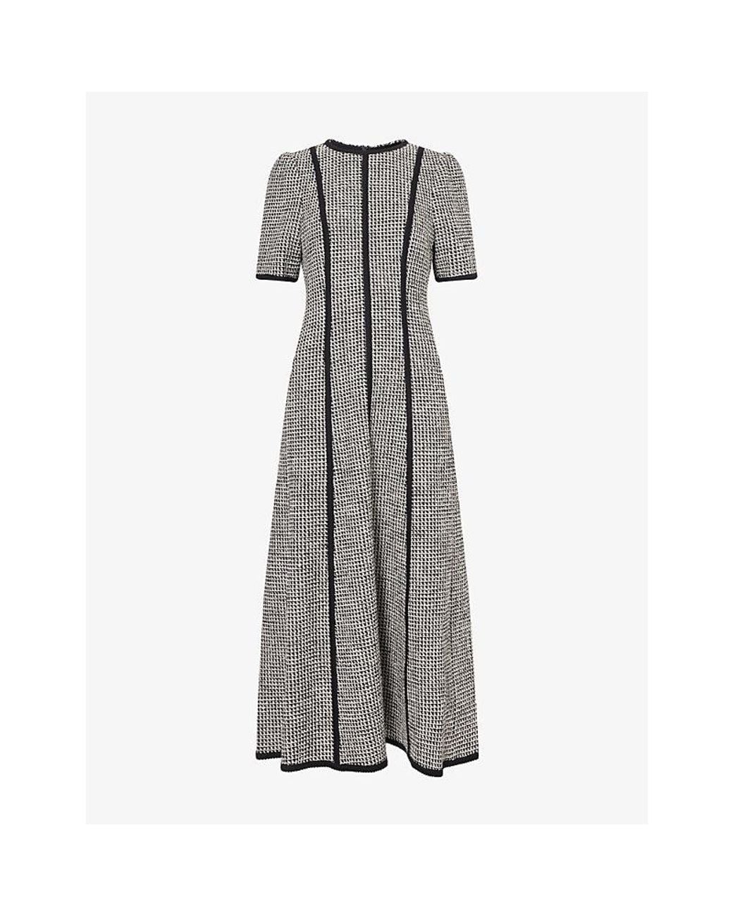 ME+EM Gray Panelled Textured Tweed Maxi Dress