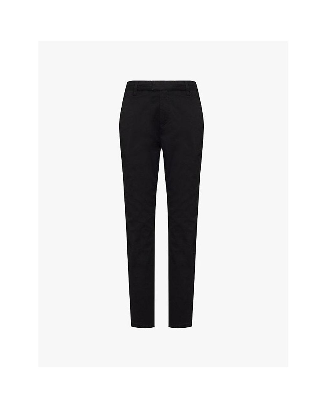 Arne Black Slip-Pockets Drawstring-Waistband Tapered-Leg Tailored-Fit Stretch-Cotton Trousers for men