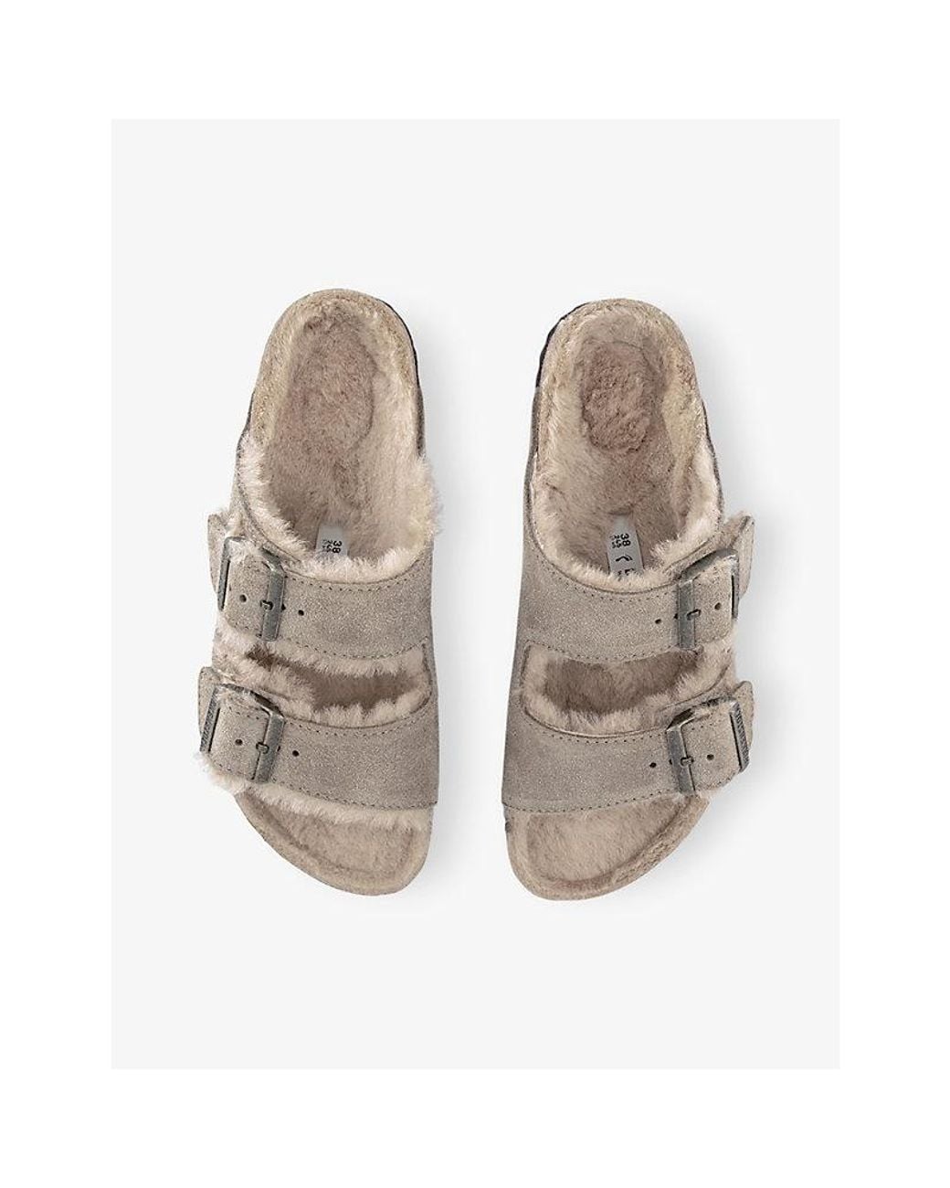 Birkenstock Gray Arizona Shearling-Lined Suede Sandals