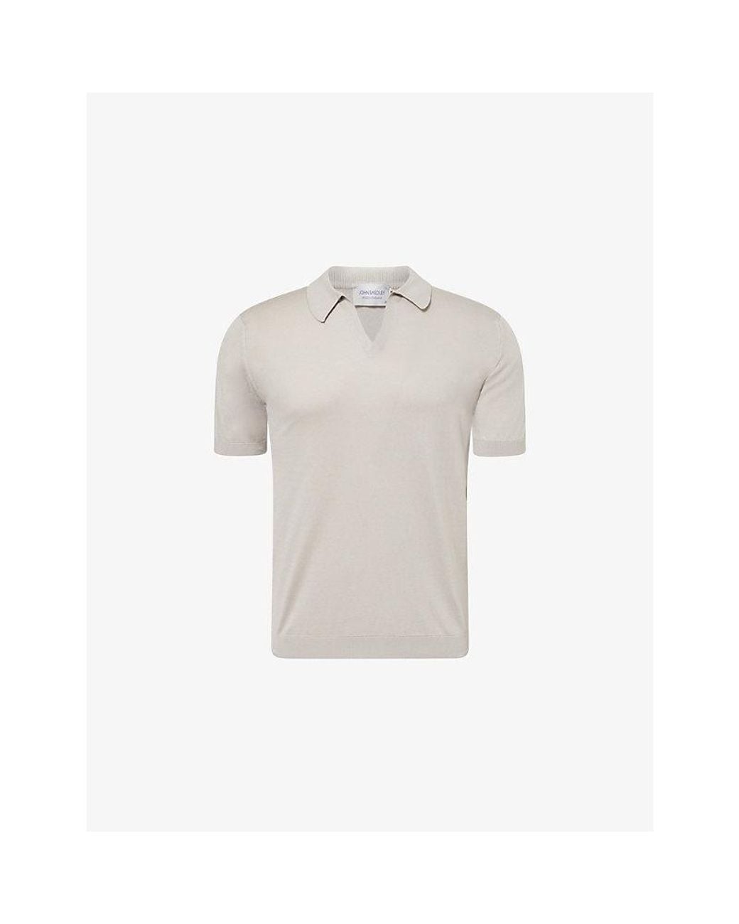 John Smedley White Noah Sea Island Open-Collar Cotton Polo Top for men