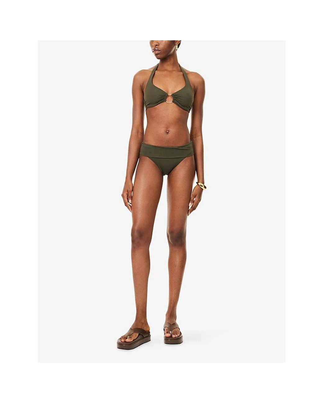 Melissa Odabash Green Brussels Stretch-Woven Bikini Bottoms