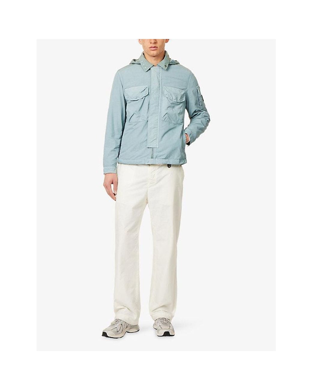 C P Company Blue Goggle Hooded Woven Jacket for men