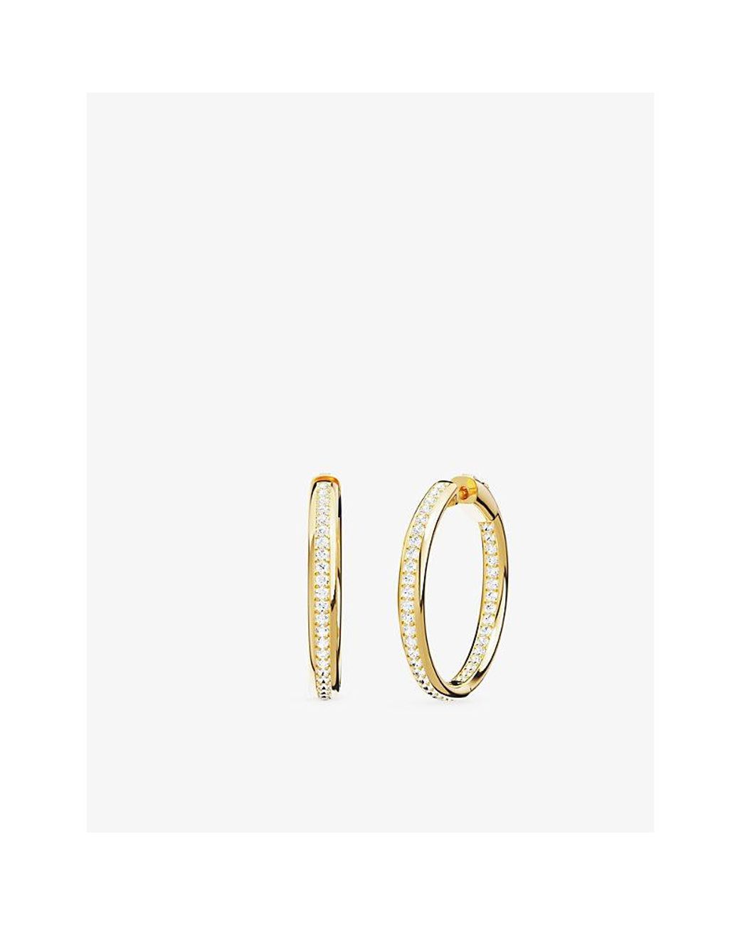 Apm Monaco Metallic Riviera Alloy And Cubic Zirconia Hoop Earrings