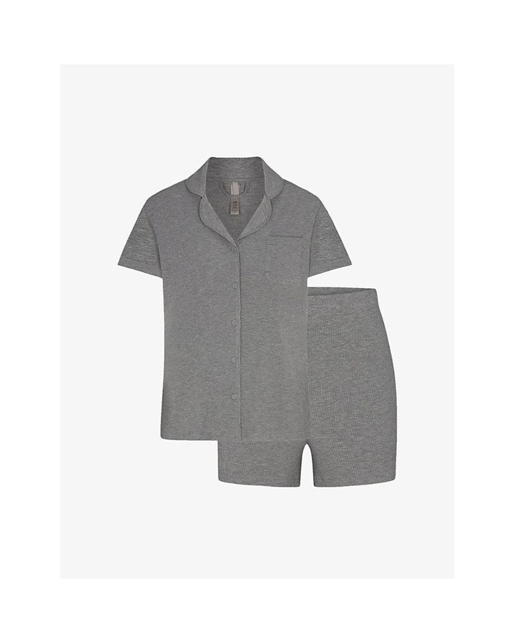 Skims Gray Soft Lounge Short Stretch-Modal Pajama Set