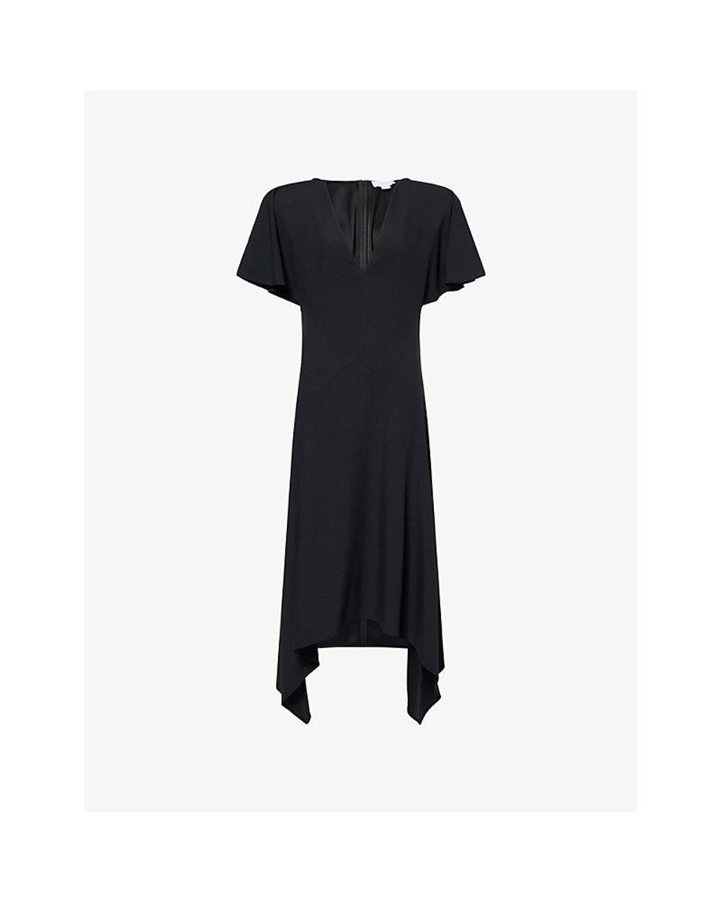 Stella McCartney Black Relaxed-Fit V-Neck Woven Midi Dress