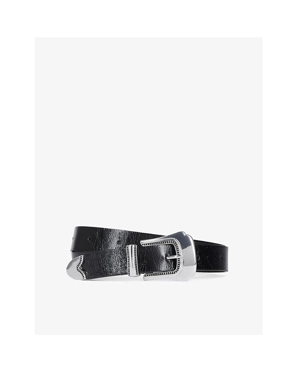 The Kooples Black Buckle-Embellished Leather Belt