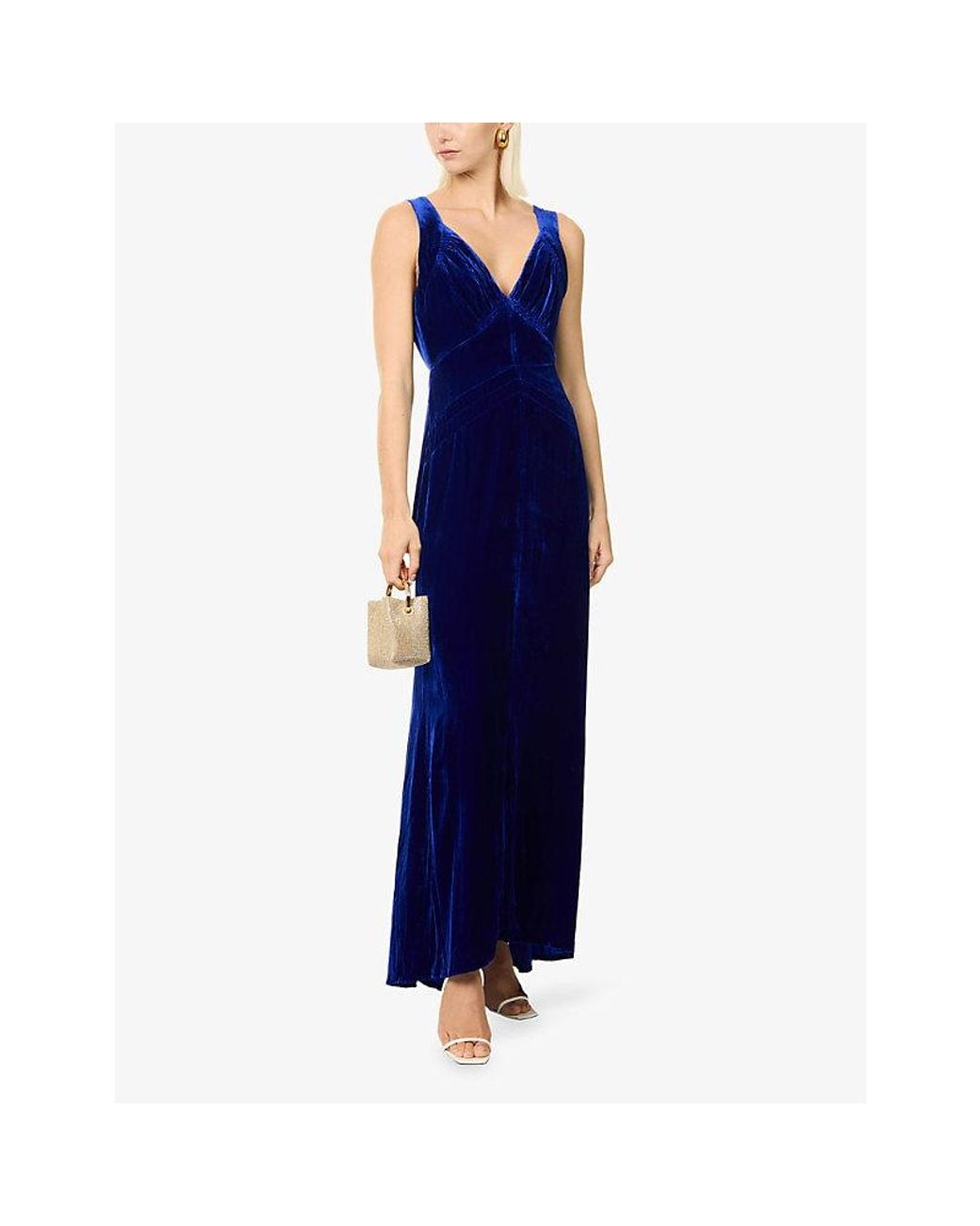 Reformation Blue X Alexa Chung Legacy Velvet Gown