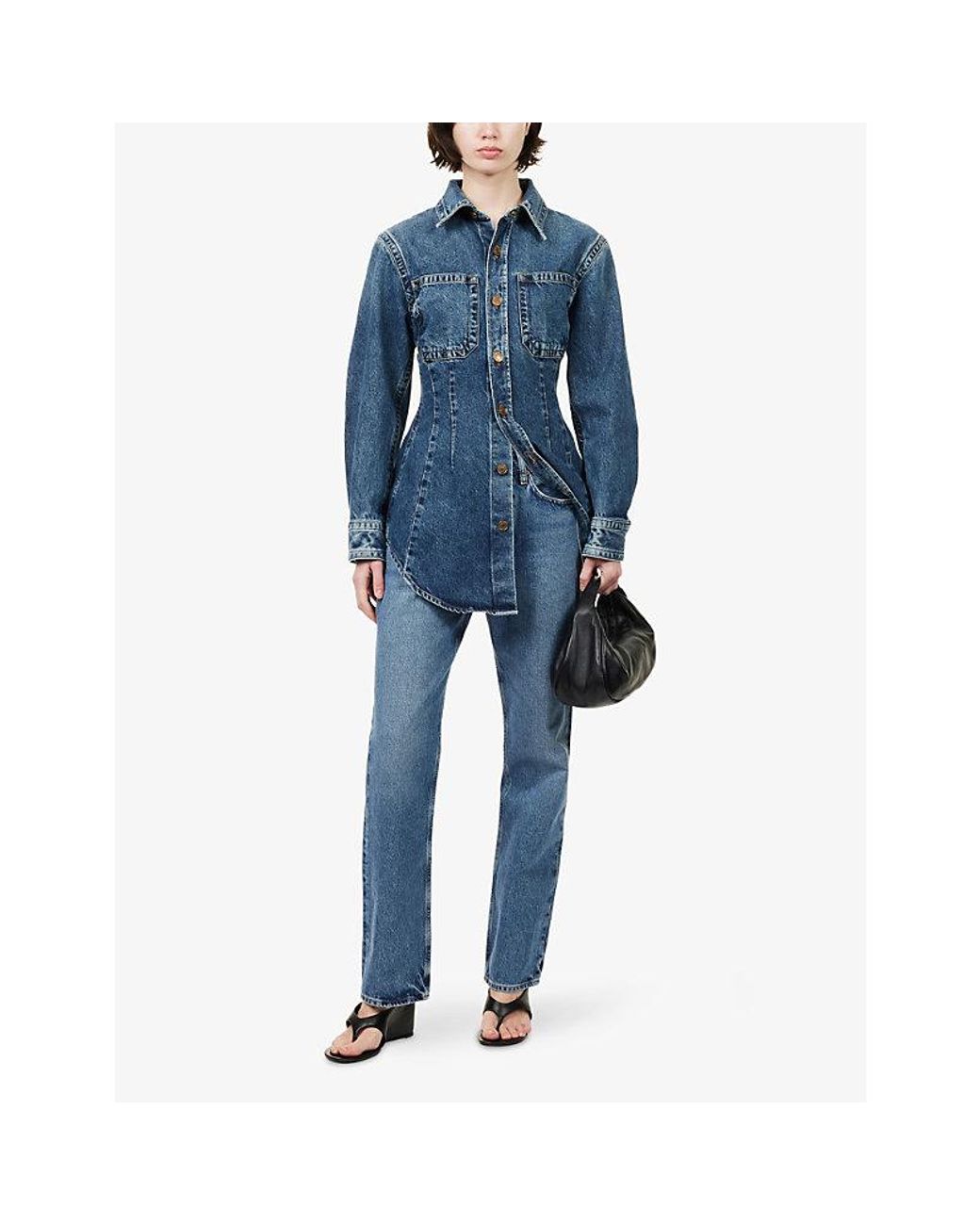 Agolde Blue Lana Straight-Leg Denim Jeans